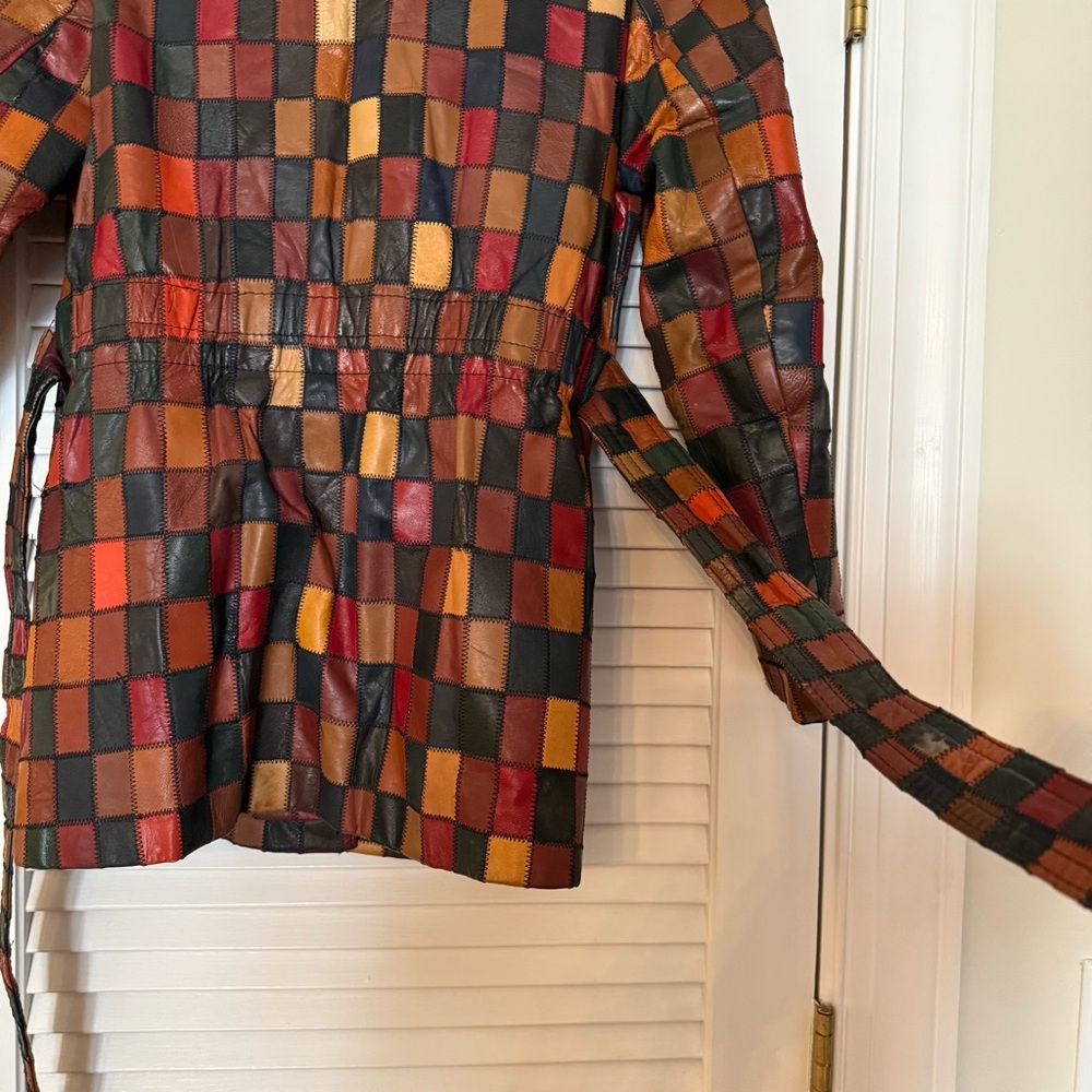 Leather Multicolor Patchwork Women's Jacket - image 4